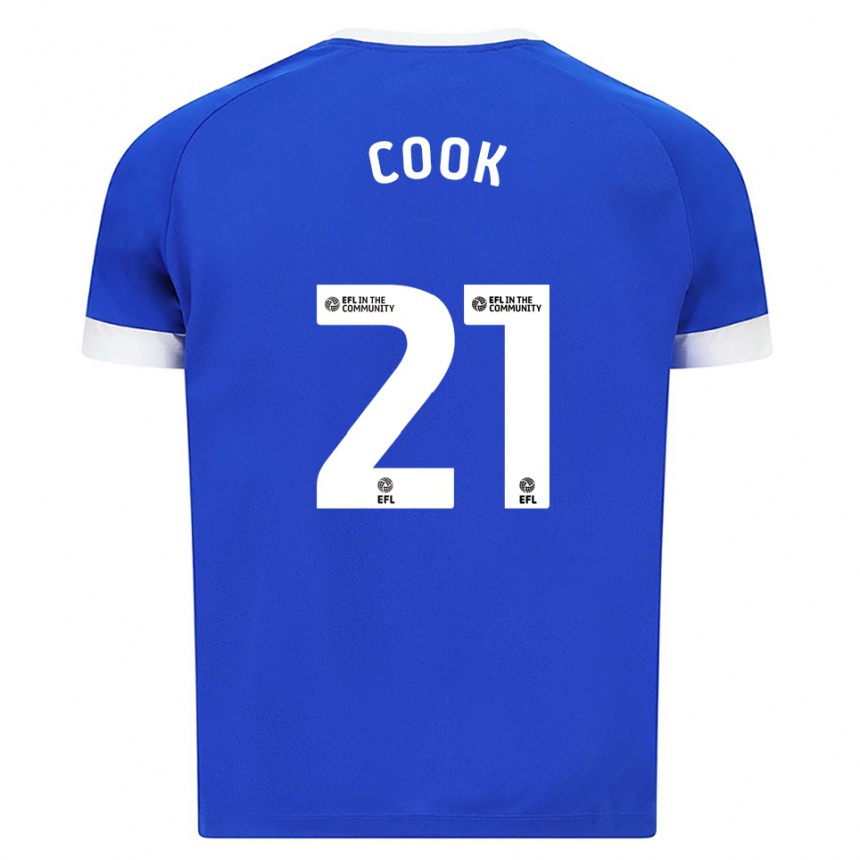 גברים כדורגל מיקילה קוק #21 כחול לבן ג'רזי ביתית 2025/26