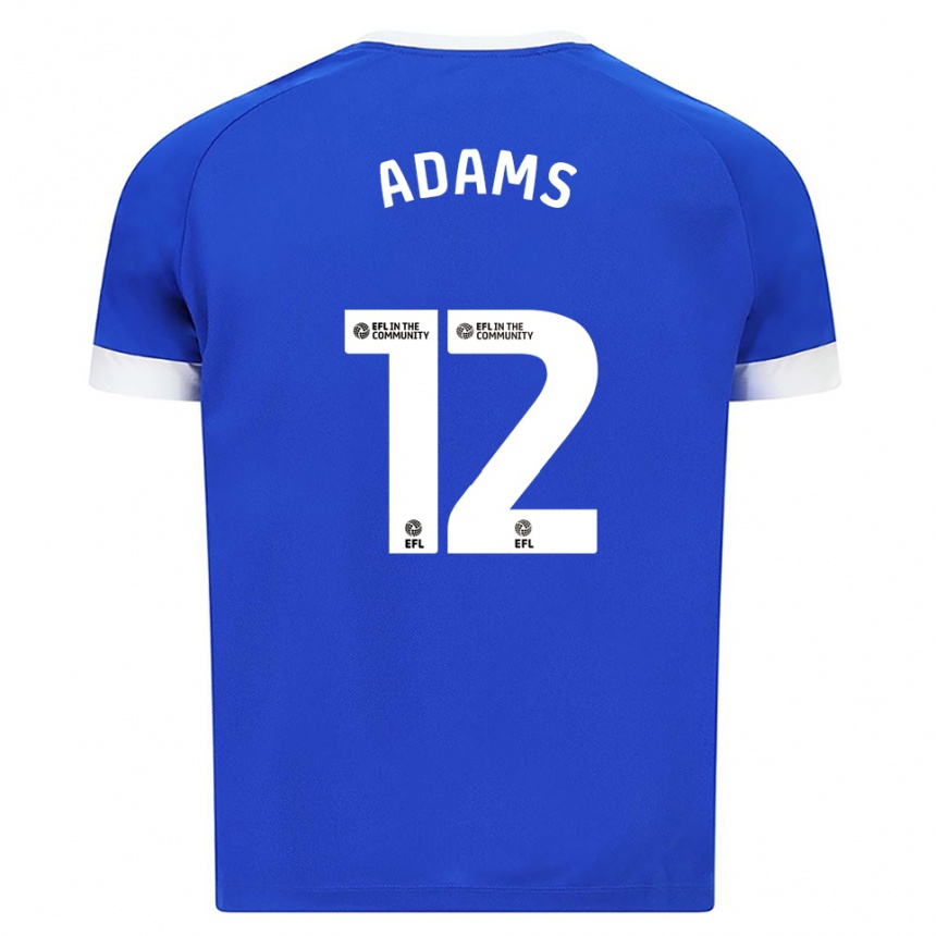 גברים כדורגל קלי אדמס #12 כחול לבן ג'רזי ביתית 2025/26