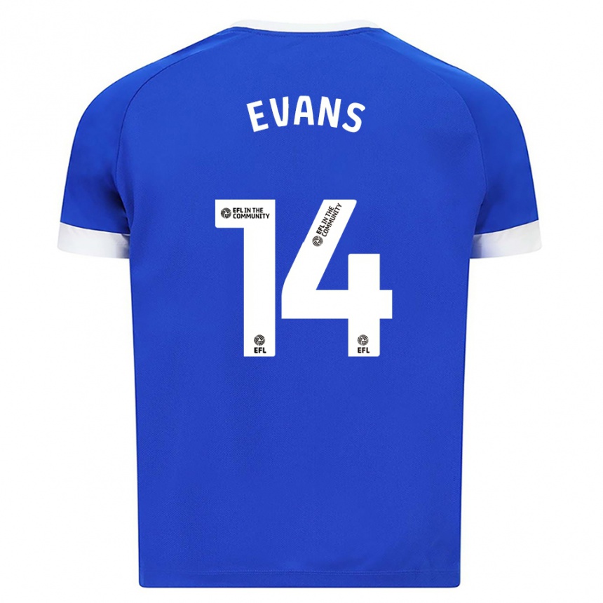 גברים כדורגל Shannon Evans #14 כחול לבן ג'רזי ביתית 2025/26