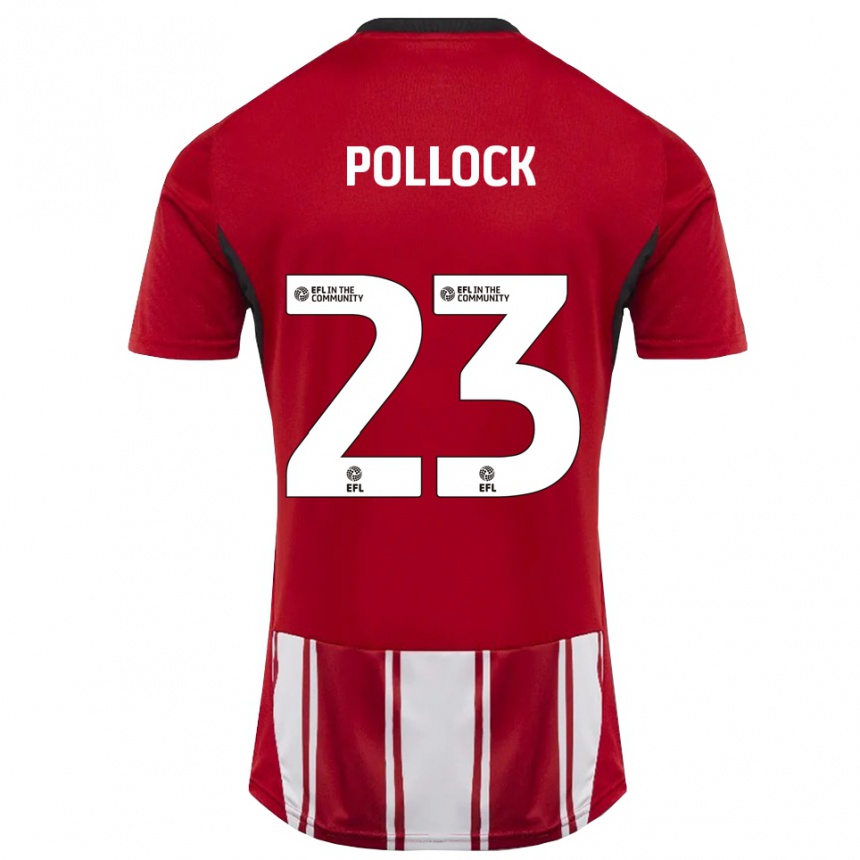 גברים כדורגל Amber Pollock #23 אדום לבן שחור ג'רזי ביתית 2025/26