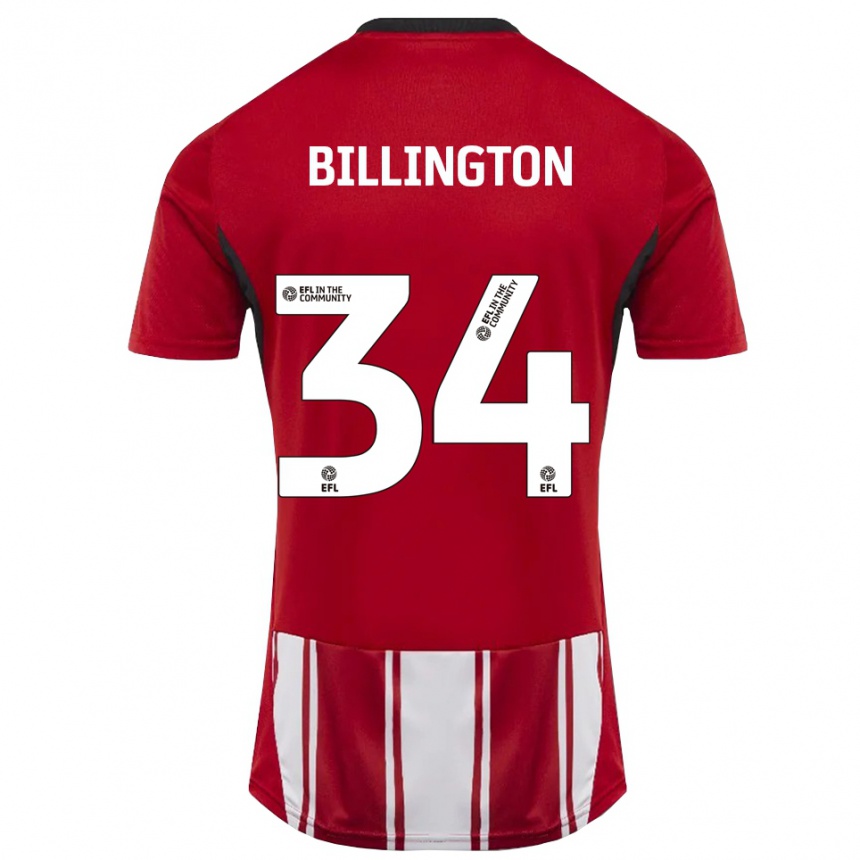 גברים כדורגל Gabe Billington #34 אדום לבן שחור ג'רזי ביתית 2025/26