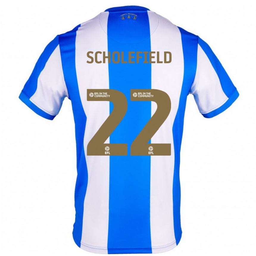 גברים כדורגל Lois Scholefield #22 כחול לבן ג'רזי ביתית 2025/26