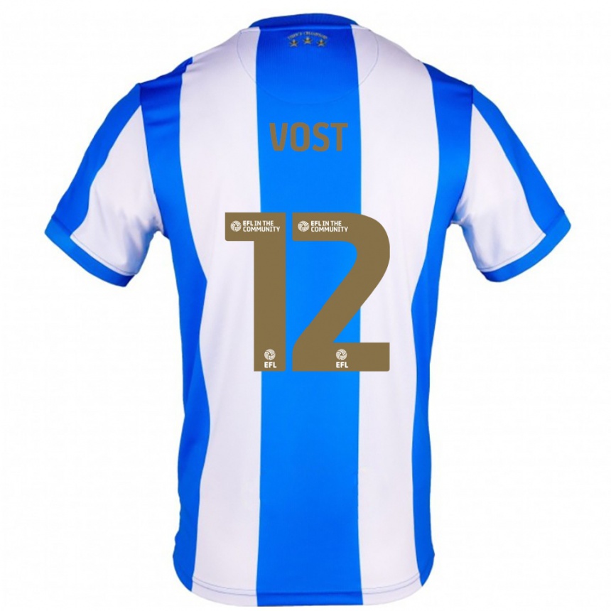 גברים כדורגל Daniel Vost #12 כחול לבן ג'רזי ביתית 2025/26