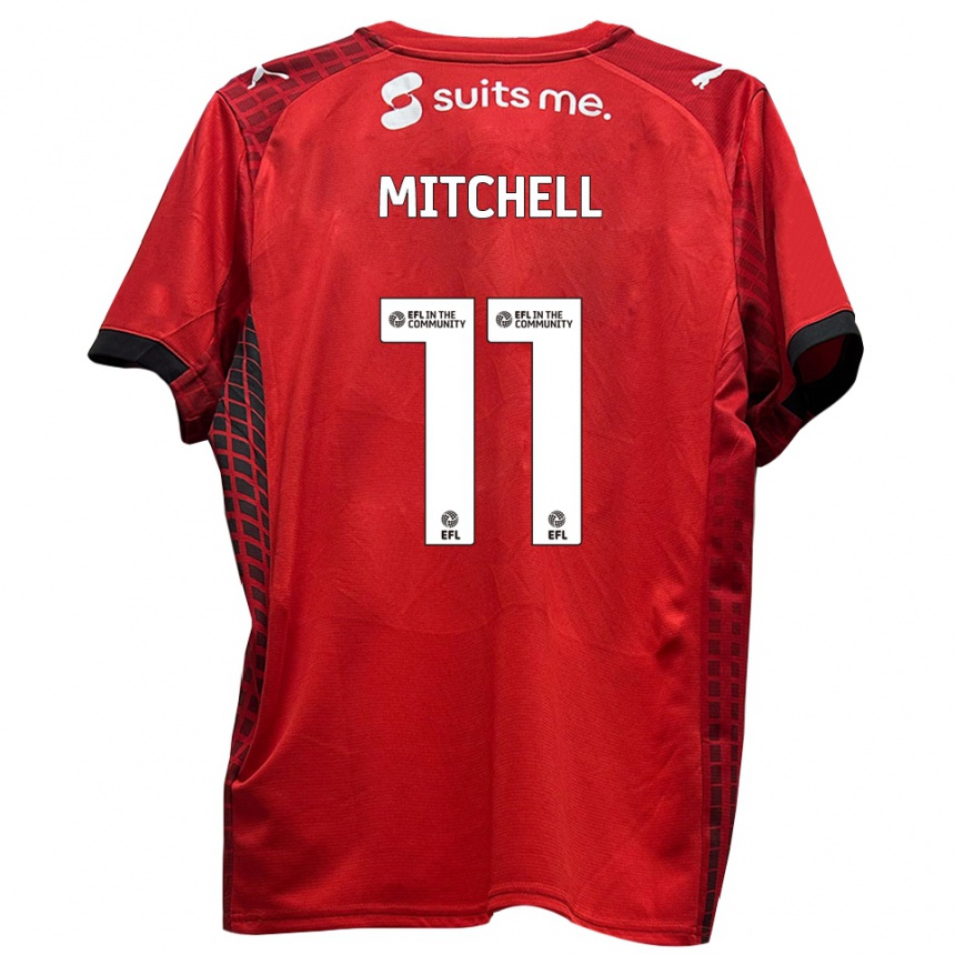 גברים כדורגל דמיטרי מיטשל #11 אדום שחור ג'רזי ביתית 2025/26