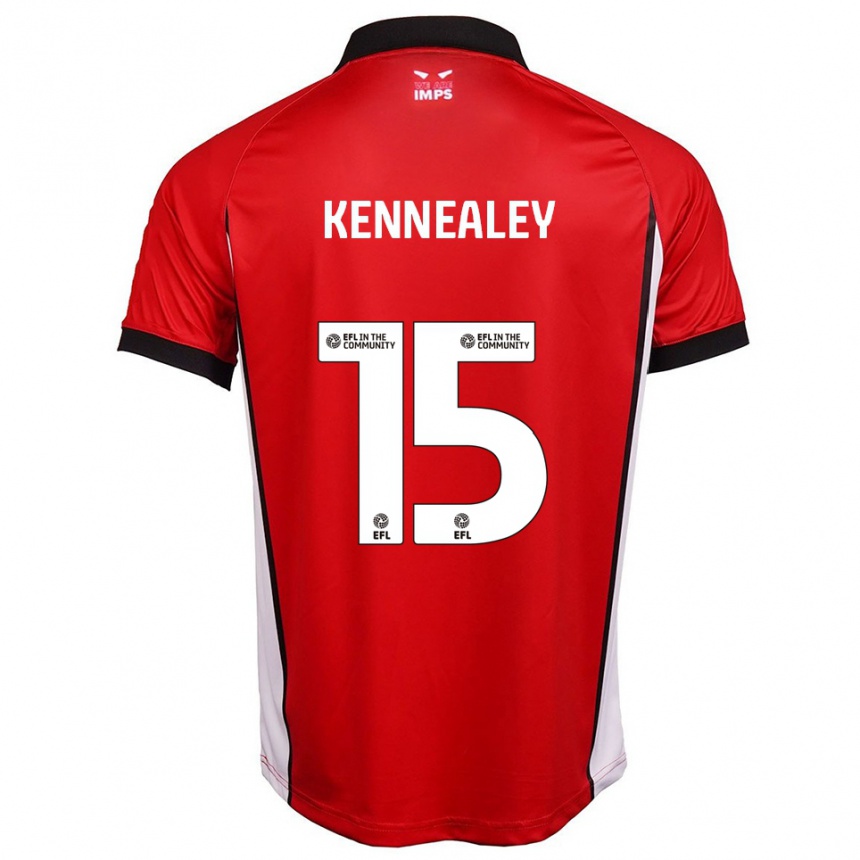 גברים כדורגל Josh Kennealey #15 אדום לבן ג'רזי ביתית 2025/26