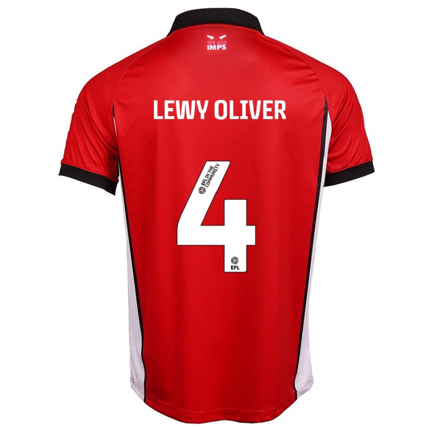 גברים כדורגל Lewy Oliver #4 אדום לבן ג'רזי ביתית 2025/26