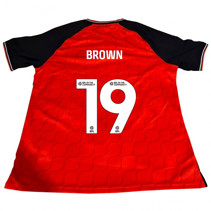גברים כדורגל ג'ייקוב בראון #19 כתום שחור לבן ג'רזי ביתית 2025/26 גברים כדורגל ג'ייקוב בראון #19 כתום שחור לבן ג'רזי ביתית 2025/26