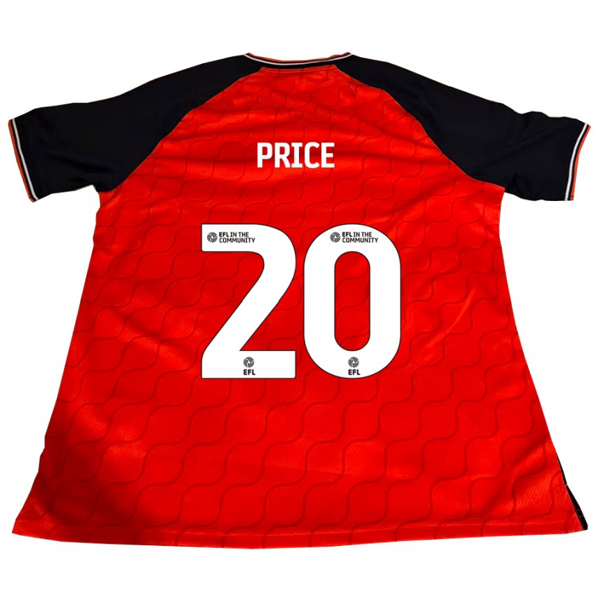 גברים כדורגל Erin Price #20 כתום שחור לבן ג'רזי ביתית 2025/26