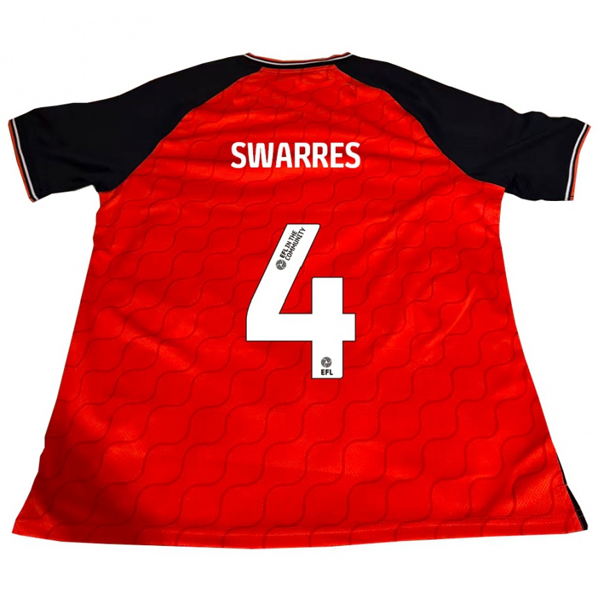 גברים כדורגל Shianne Swarres #4 כתום שחור לבן ג'רזי ביתית 2025/26