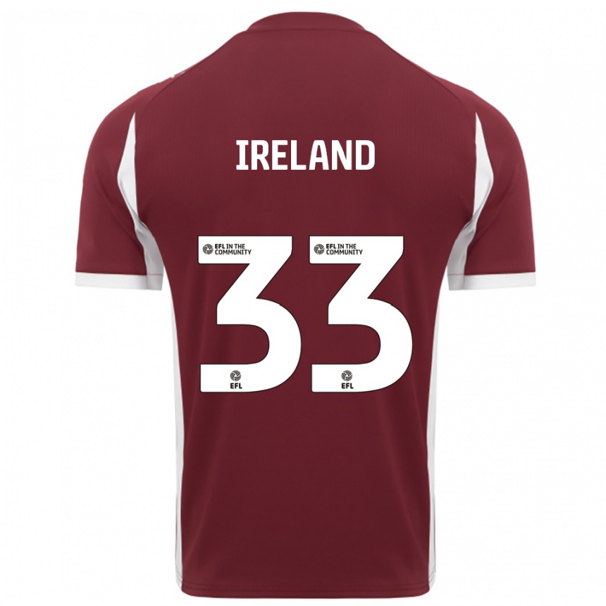 גברים כדורגל Matthew Ireland #33 בורדו לבן ג'רזי ביתית 2025/26