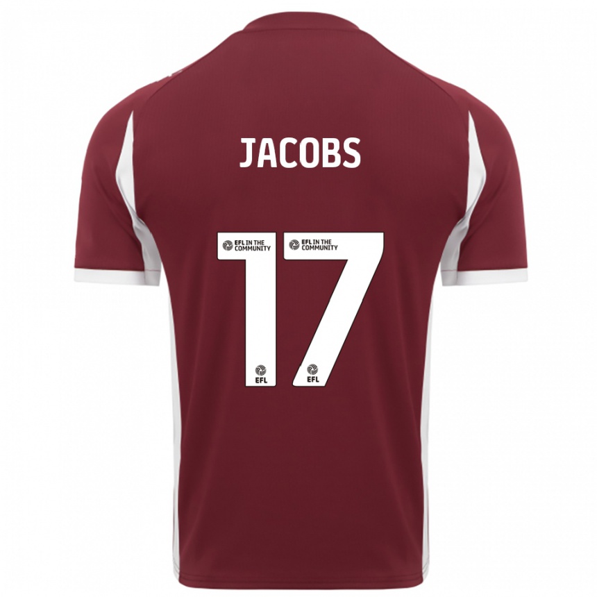 גברים כדורגל Michael Jacobs #17 בורדו לבן ג'רזי ביתית 2025/26