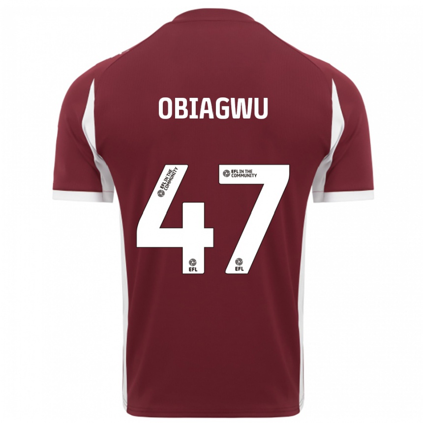 גברים כדורגל Fran Obiagwu #47 בורדו לבן ג'רזי ביתית 2025/26