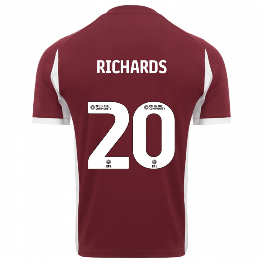 גברים כדורגל Mia Richards #20 בורדו לבן ג'רזי ביתית 2025/26