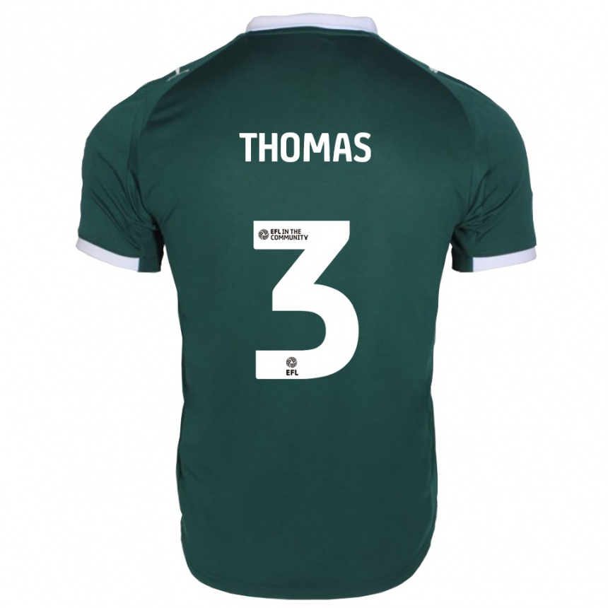 גברים כדורגל Roxylea Thomas #3 ירוק לבן ג'רזי ביתית 2025/26