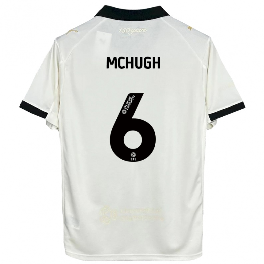 גברים כדורגל Sian Mchugh #6 לבן פנינה שחור ג'רזי ביתית 2025/26