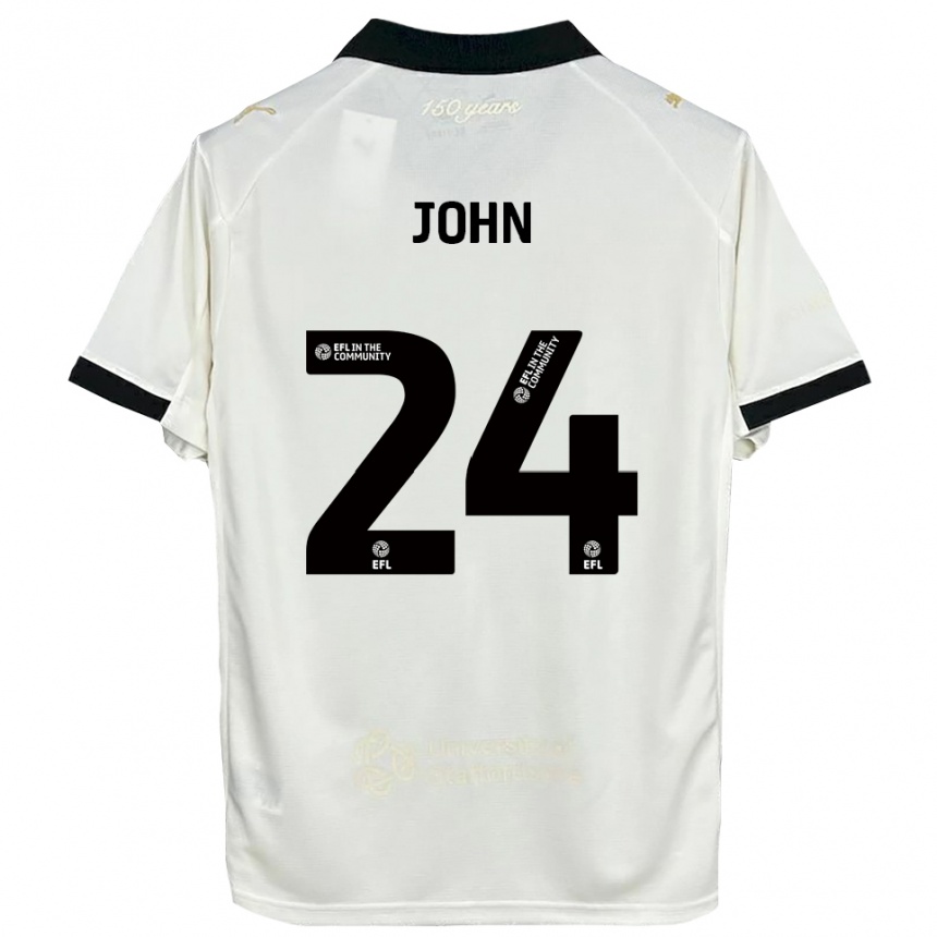 גברים כדורגל קייל ג'ון #24 לבן פנינה שחור ג'רזי ביתית 2025/26
