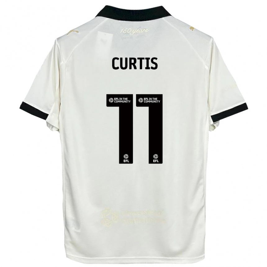 גברים כדורגל רונאן קרטיס #11 לבן פנינה שחור ג'רזי ביתית 2025/26