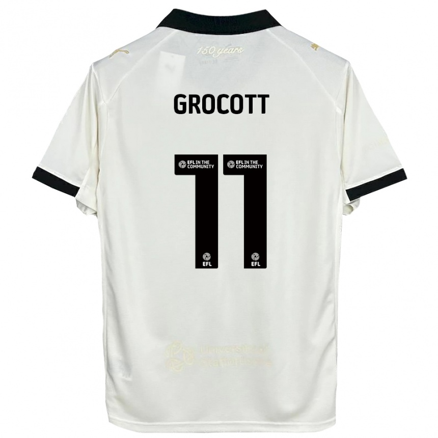 גברים כדורגל Olivia Grocott #11 לבן פנינה שחור ג'רזי ביתית 2025/26