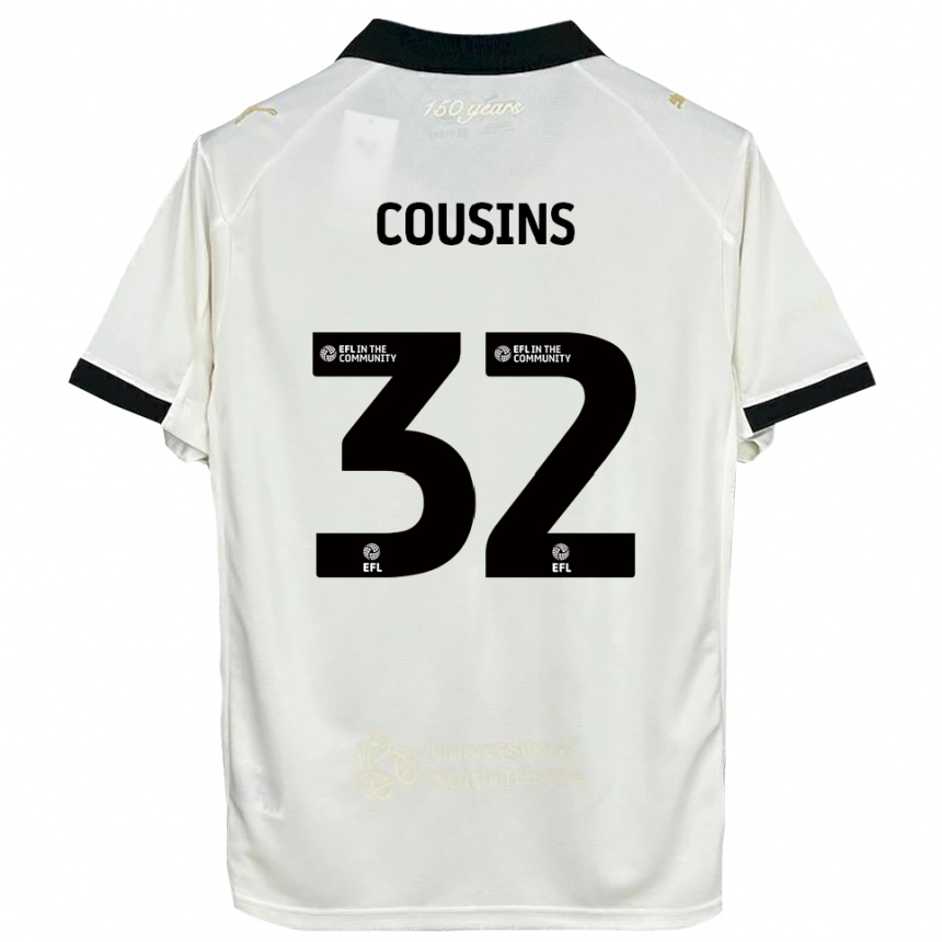 גברים כדורגל Logan Cousins #32 לבן פנינה שחור ג'רזי ביתית 2025/26 גברים כדורגל Logan Cousins #32 לבן פנינה שחור ג'רזי ביתית 2025/26