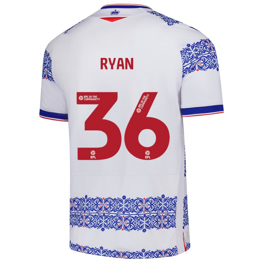 גברים כדורגל ג'ון ראיין #36 לבן כחול ג'רזי ביתית 2025/26