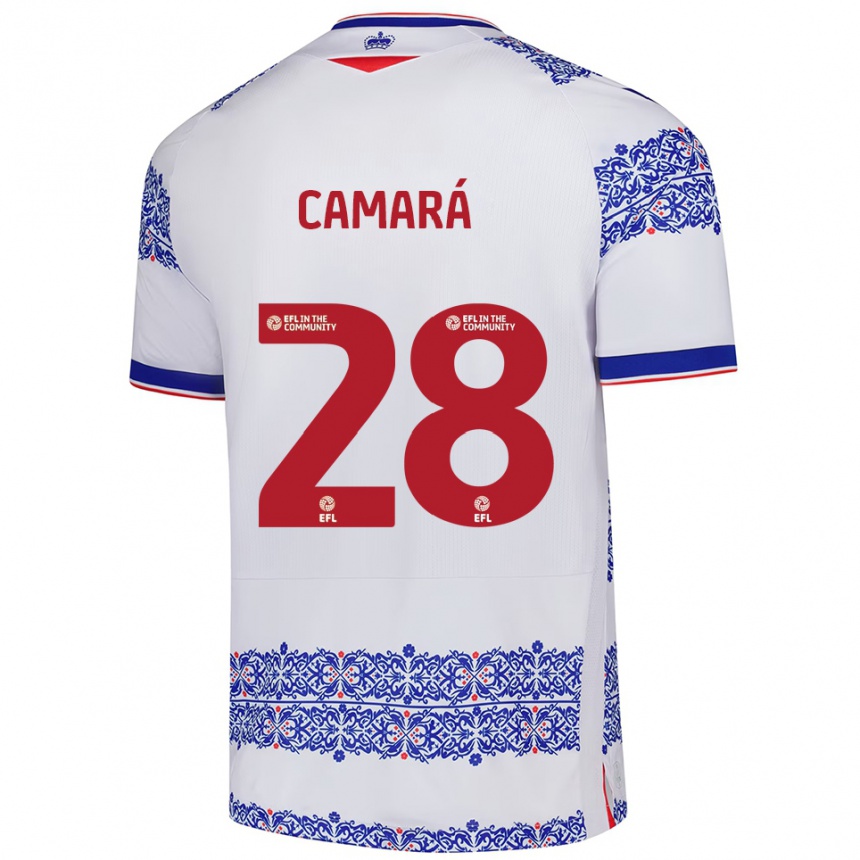 גברים כדורגל ממאדי קמארה #28 לבן כחול ג'רזי ביתית 2025/26