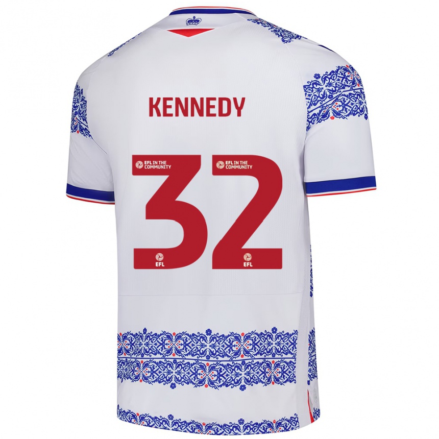 גברים כדורגל Stevie Kennedy #32 לבן כחול ג'רזי ביתית 2025/26