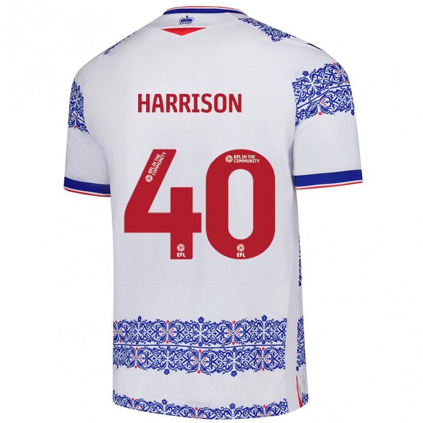 גברים כדורגל Sam Harrison #40 לבן כחול ג'רזי ביתית 2025/26