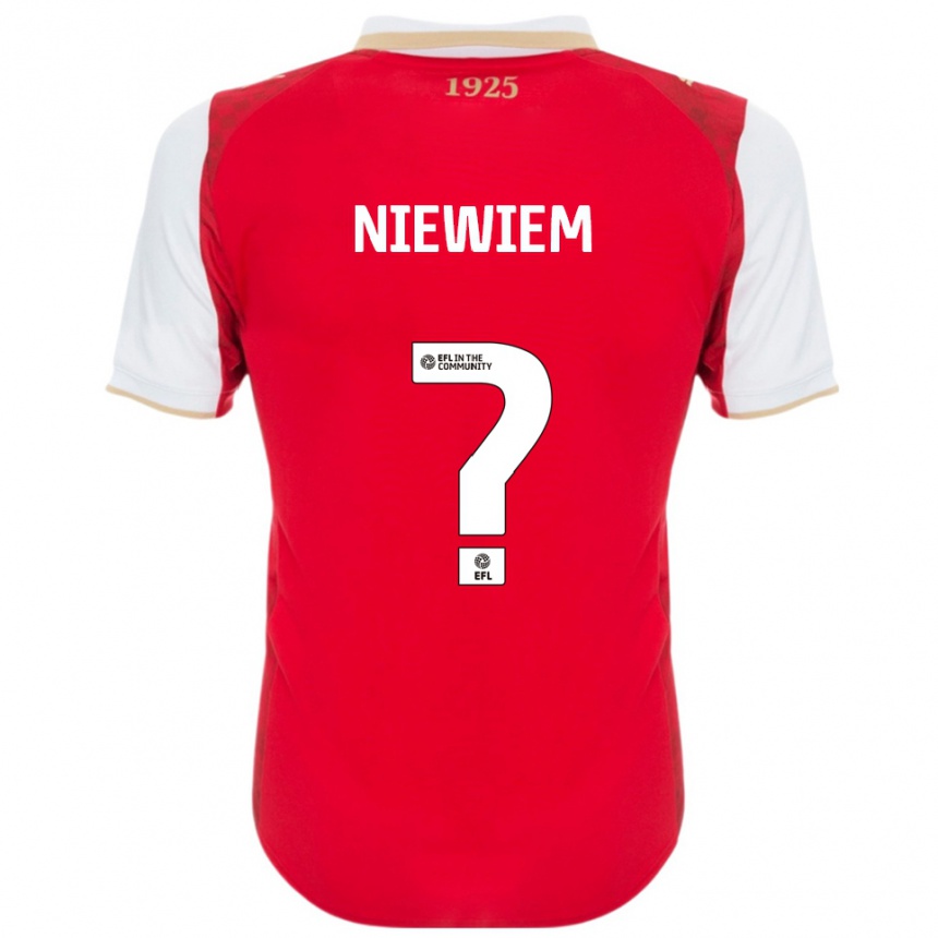 גברים כדורגל Oscar Niewiem #0 אדום לבן ג'רזי ביתית 2025/26