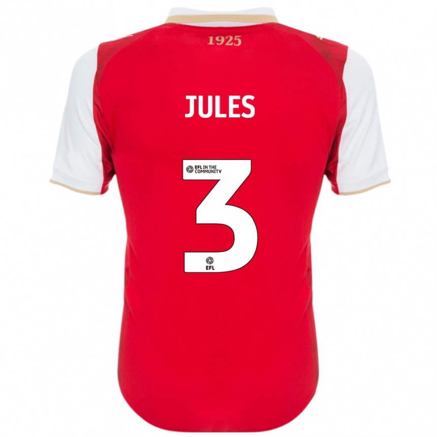 גברים כדורגל זאק ג'ולס #3 אדום לבן ג'רזי ביתית 2025/26