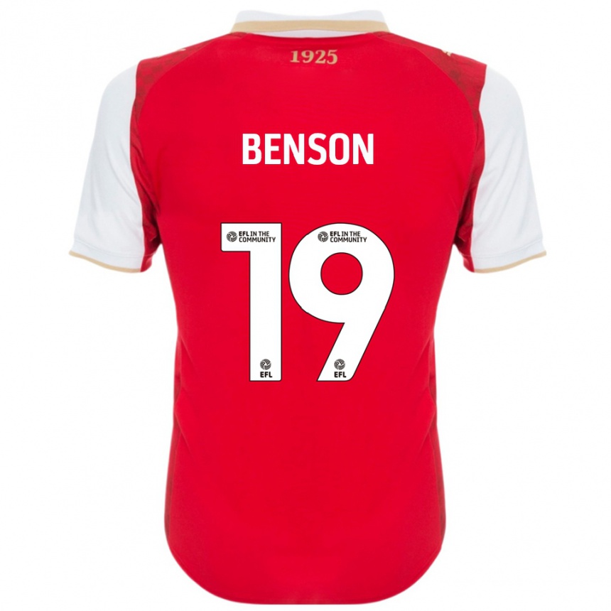 גברים כדורגל Josh Benson #19 אדום לבן ג'רזי ביתית 2025/26