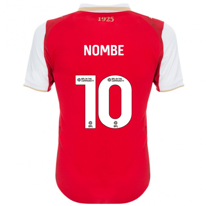 גברים כדורגל Sam Nombe #10 אדום לבן ג'רזי ביתית 2025/26