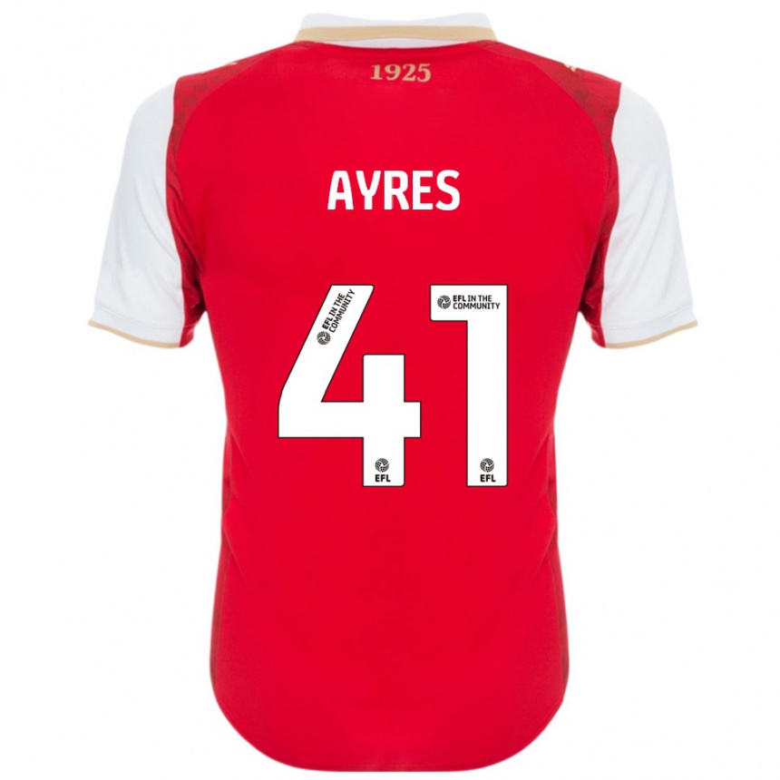 גברים כדורגל Josh Ayres #41 אדום לבן ג'רזי ביתית 2025/26