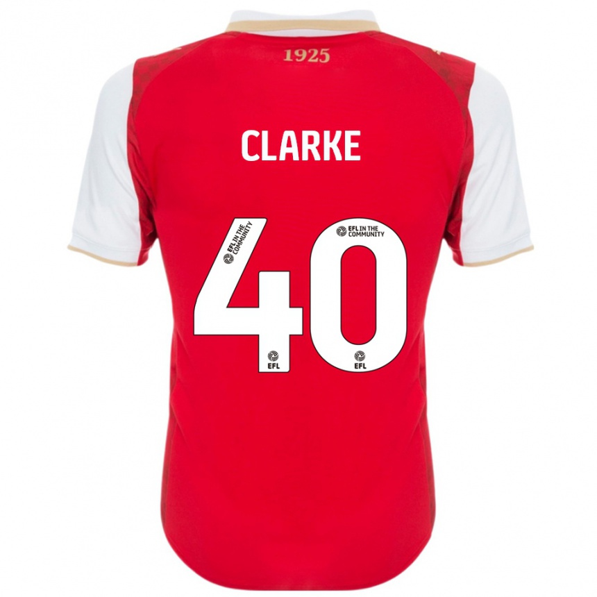 גברים כדורגל Lewis Clarke #40 אדום לבן ג'רזי ביתית 2025/26