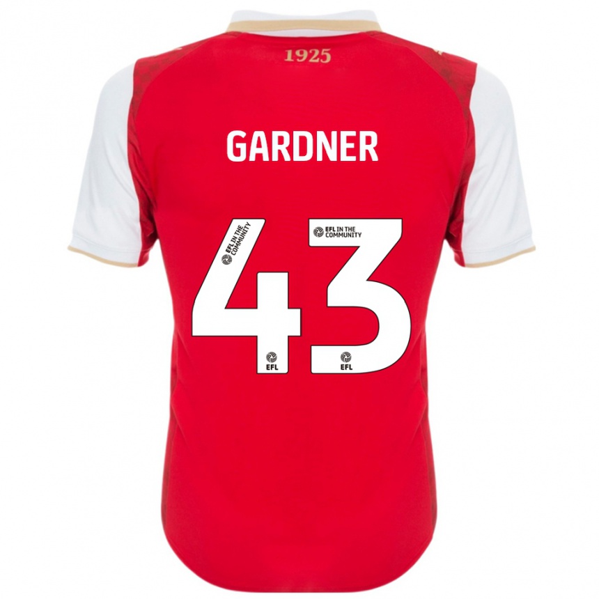 גברים כדורגל Dean Gardner #43 אדום לבן ג'רזי ביתית 2025/26