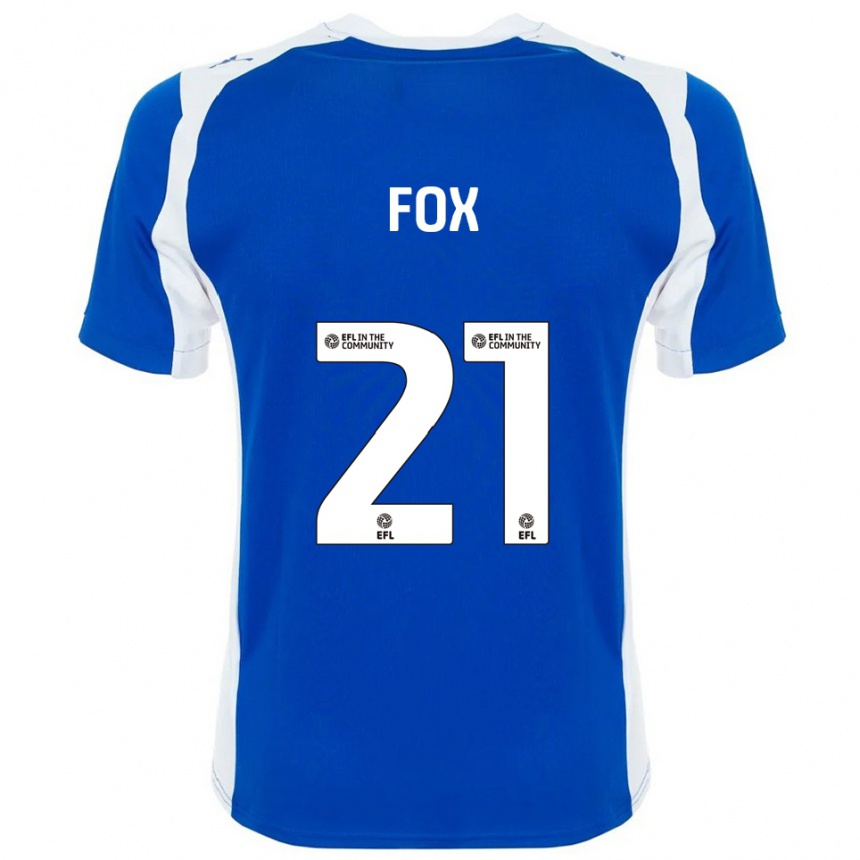 גברים כדורגל מורגן פוקס #21 כחול לבן ג'רזי ביתית 2025/26