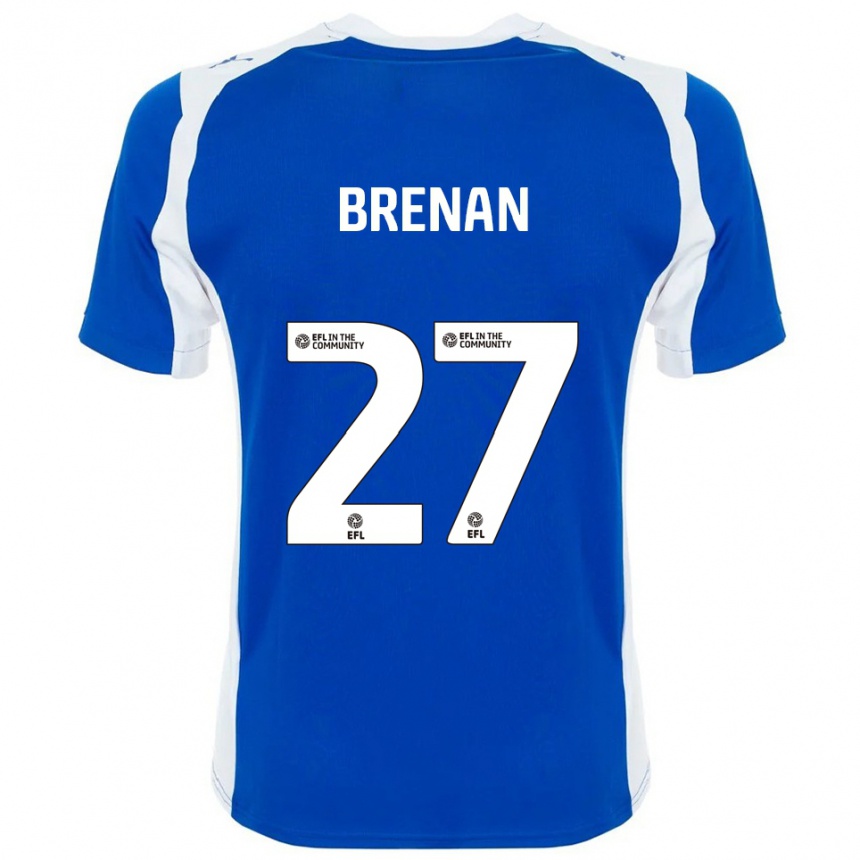 גברים כדורגל Tobias Brenan #27 כחול לבן ג'רזי ביתית 2025/26