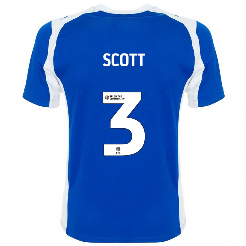 גברים כדורגל Holly Scott #3 כחול לבן ג'רזי ביתית 2025/26