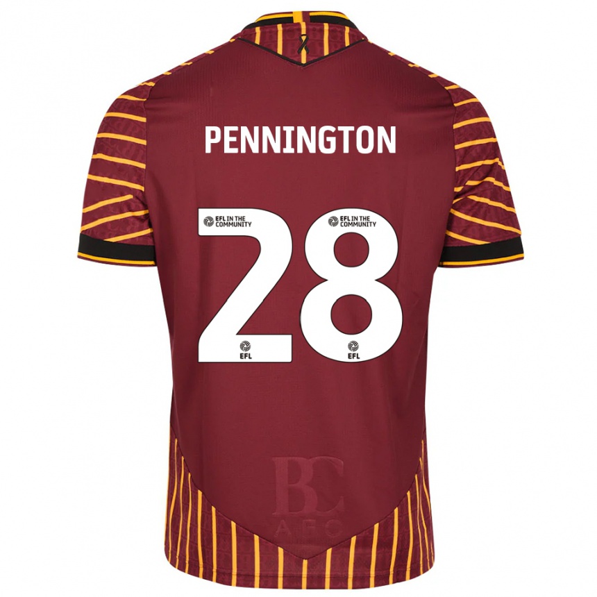 גברים כדורגל מת׳יו פנינגטון #28 כתום בורדו ג'רזי ביתית 2025/26