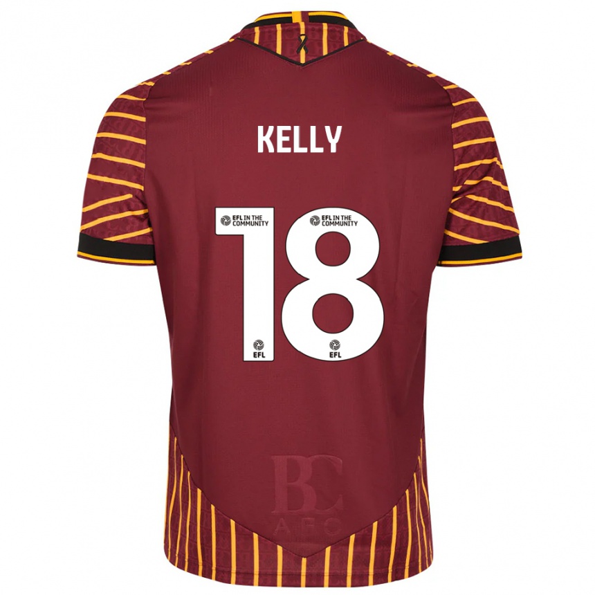 גברים כדורגל קירן קלי #18 כתום בורדו ג'רזי ביתית 2025/26