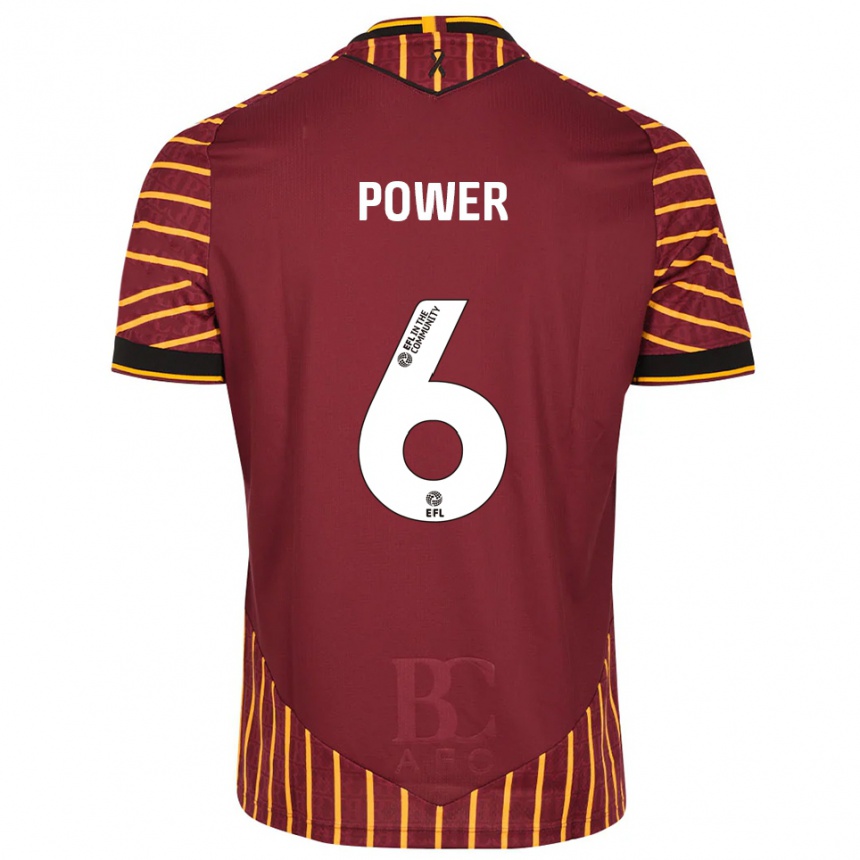 גברים כדורגל מקס פאואר #6 כתום בורדו ג'רזי ביתית 2025/26