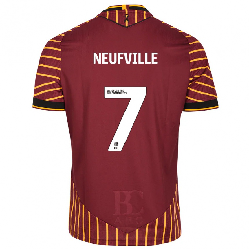 גברים כדורגל ג'וש נוויל #7 כתום בורדו ג'רזי ביתית 2025/26