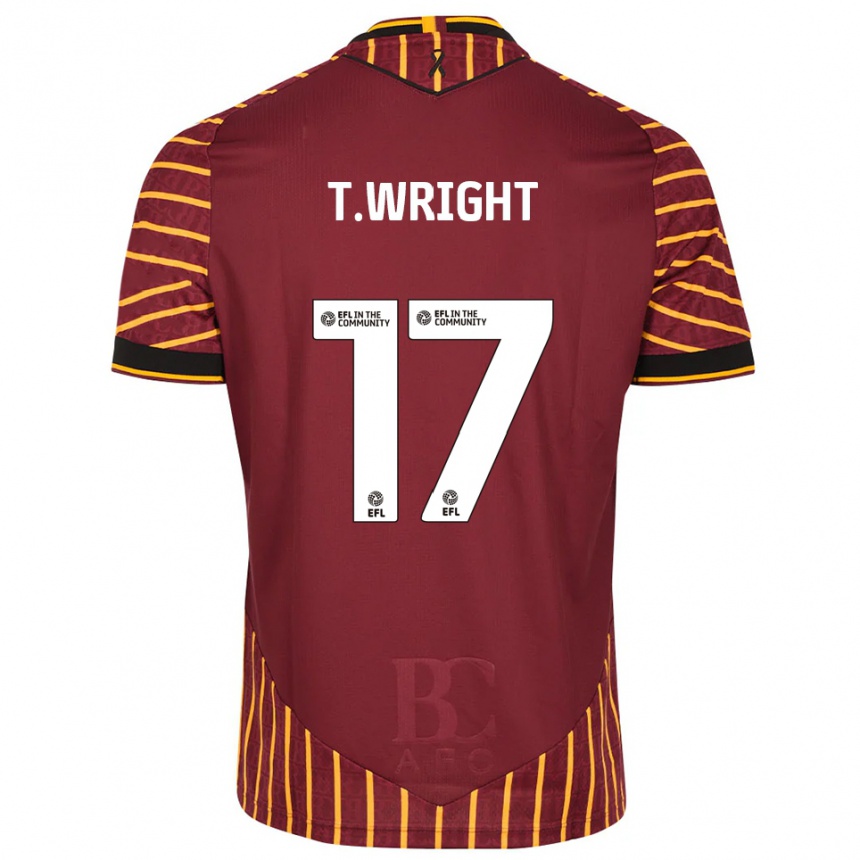 גברים כדורגל טייריק רייט #17 כתום בורדו ג'רזי ביתית 2025/26