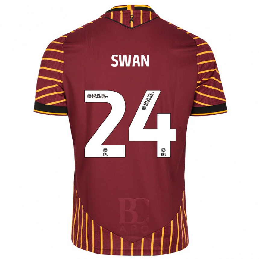 גברים כדורגל Will Swan #24 כתום בורדו ג'רזי ביתית 2025/26