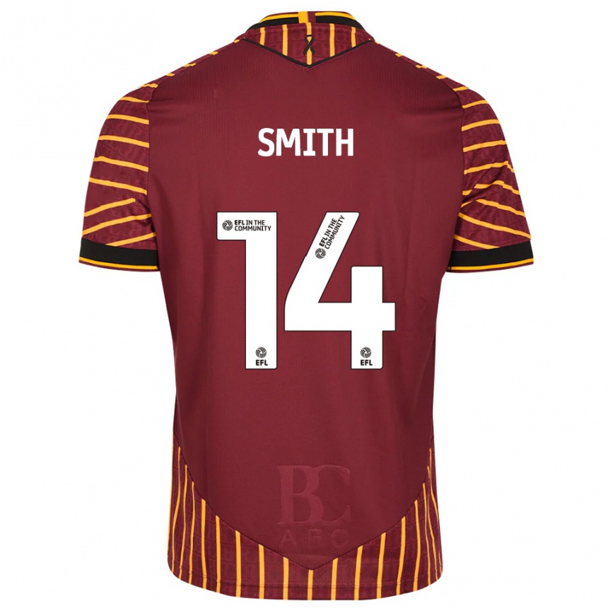 גברים כדורגל Tyler Smith #14 כתום בורדו ג'רזי ביתית 2025/26