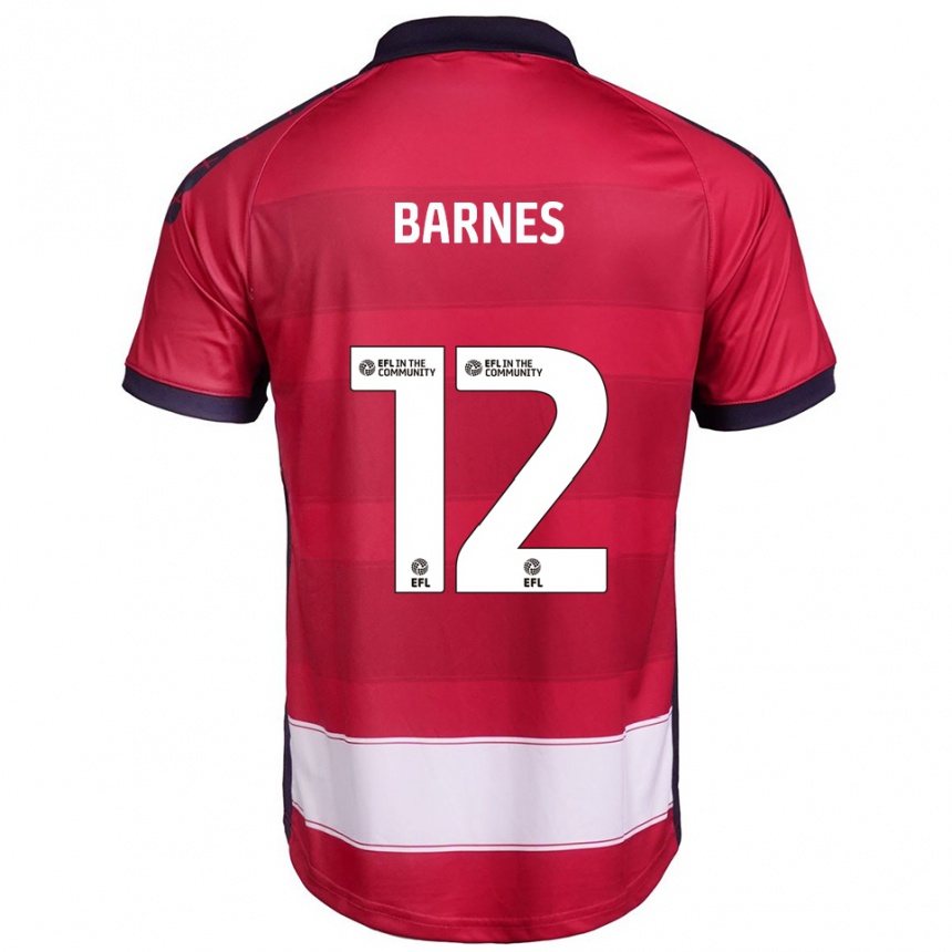 גברים כדורגל Ruby Barnes #12 אדום לבן ג'רזי ביתית 2025/26