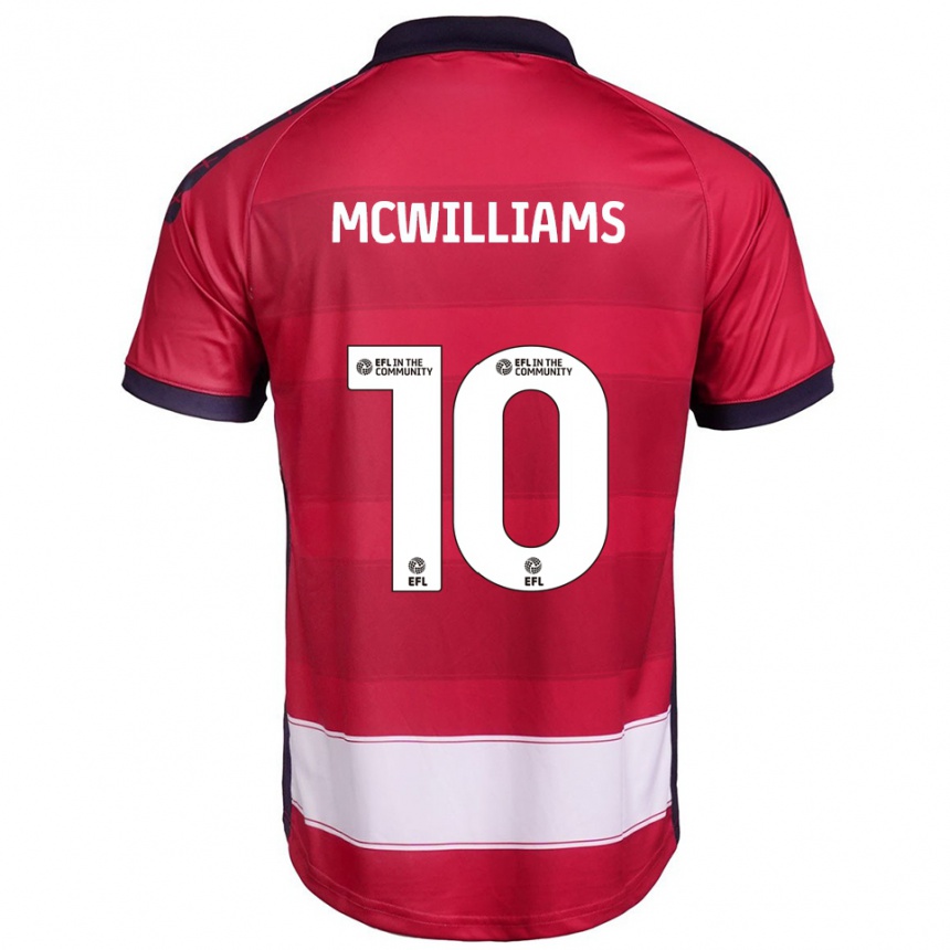 גברים כדורגל Hannah Mcwilliams #10 אדום לבן ג'רזי ביתית 2025/26