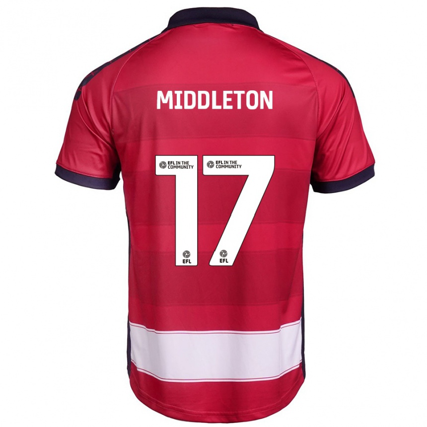 גברים כדורגל גלן מידלטון #17 אדום לבן ג'רזי ביתית 2025/26