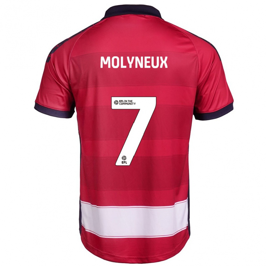גברים כדורגל לוק מולינו #7 אדום לבן ג'רזי ביתית 2025/26