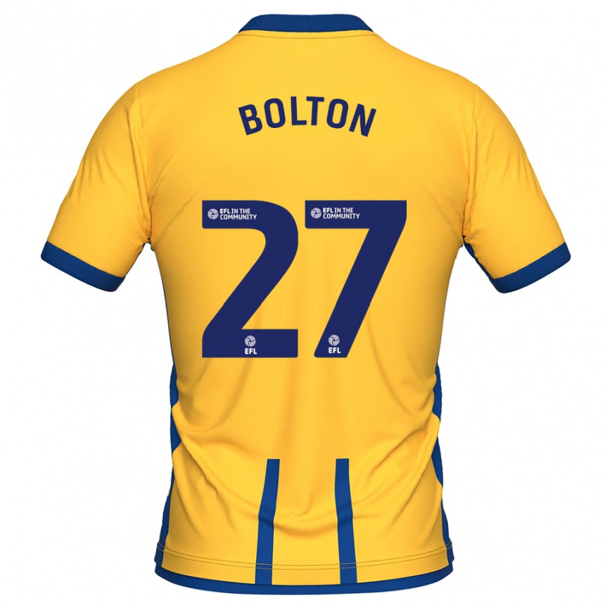 גברים כדורגל לוק בולטון #27 צהוב כחול ג'רזי ביתית 2025/26