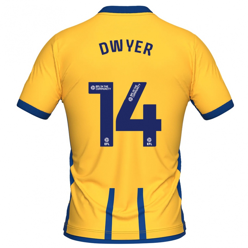 גברים כדורגל דום דווייר #14 צהוב כחול ג'רזי ביתית 2025/26